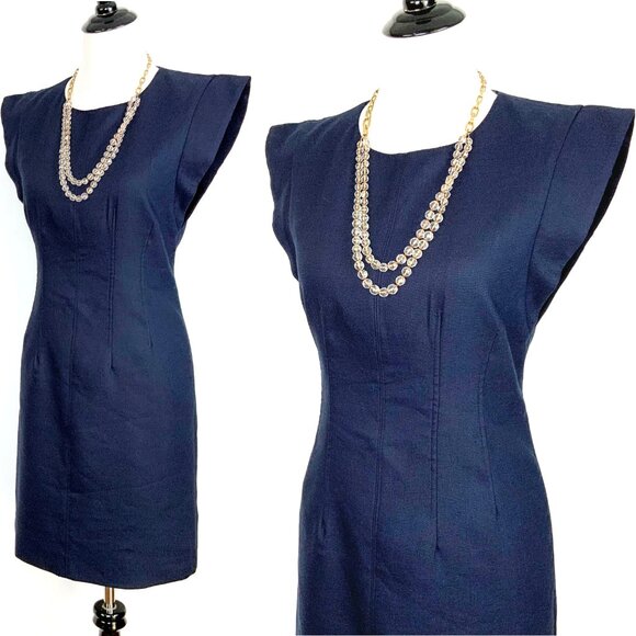 New Veronica Beard Navy Sleeveless Mini Sheath Dress Sz 4-6 - Picture 2 of 16